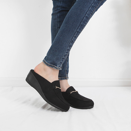 [GIRLS GOOB] Women's Comfortable Wedge Sandal Platform Slip-On Shoes, Inside Fur, Synthetic Leather + Suede - Made in KOREA